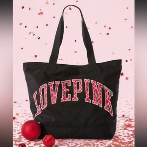 ❤️VICTORIAS SECRET PINK TOTE BAG HOLIDAY PLAID CARRYALL NWT❤️